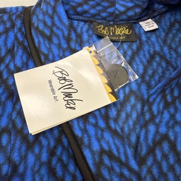 Bob Mackie Wearable Art Blue Black Geometric Button Front Jacket XS NWT - Picture 6 of 10